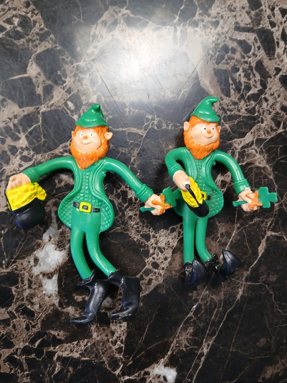 2 Vintage 1979 Amscan Leprechaun St Patrick's Day Rubber Bendable Toys
